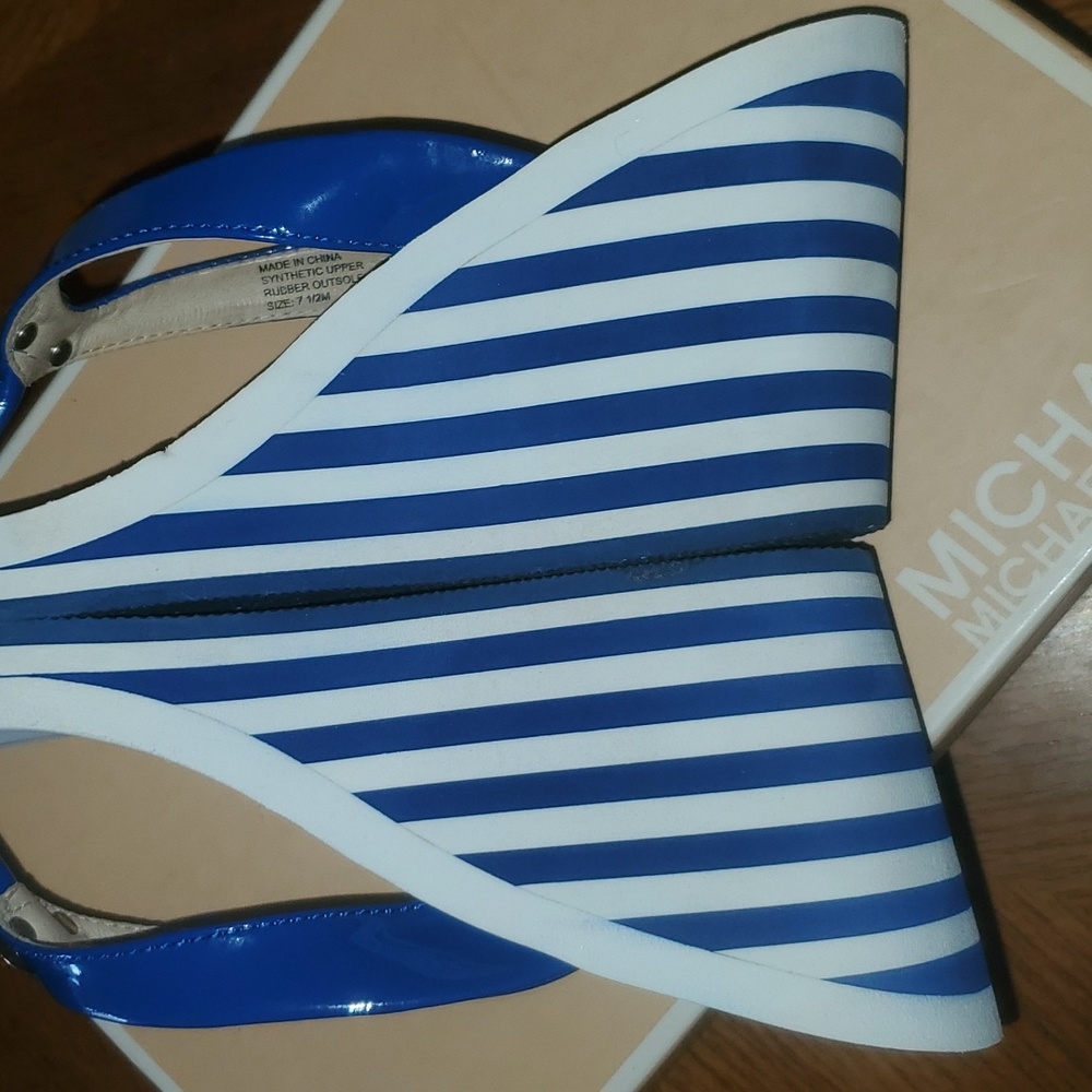 MICHAEL Michael Kors Cobalt Judy Wedge Thong Sandal Size 7.5 - Picture 7 of 12